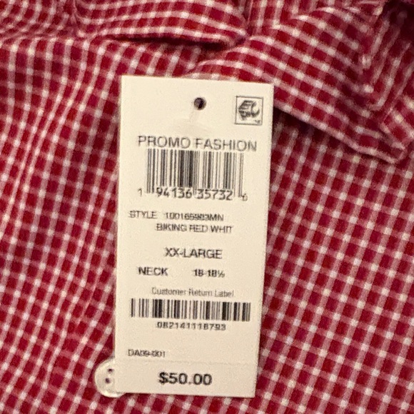 Club Room Red Maroon Gingham Dress Shirt - Picture 10 of 11